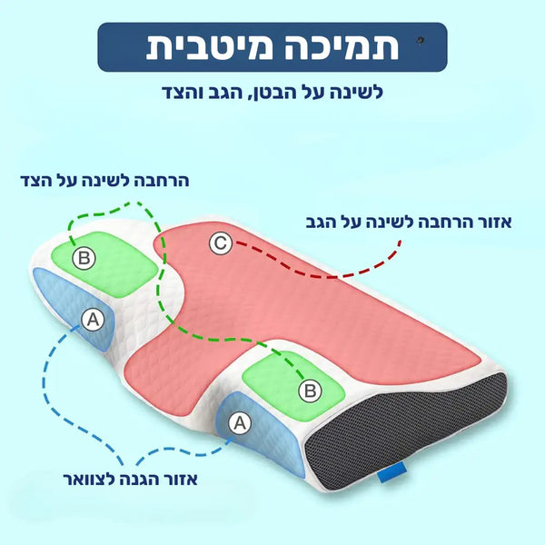 קלאוד קומפורט דרימאליין - כרית זיכרון ארגונומית לתמיכה בצוואר ובחוליות