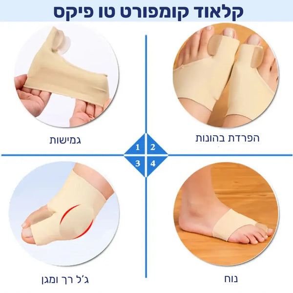 קלאוד קומפורט טו פיקס - מפריד בוהן להקלה על כאבים ותיקון מבנה הבהונות