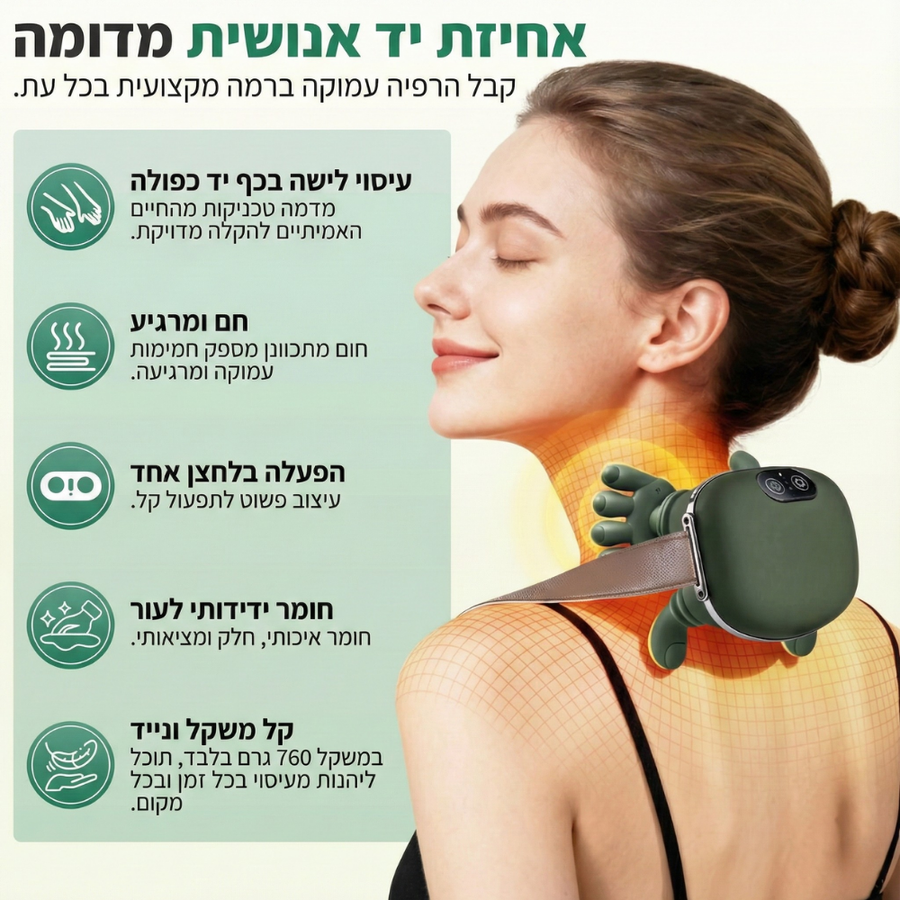 קלאוד קומפורט גריפ פרו - מכשיר עיסוי 4D המדמה מגע יד אדם