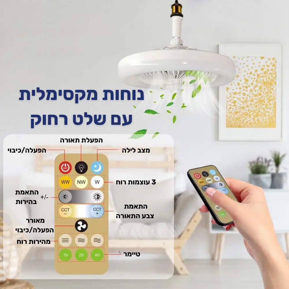 קלאוד קומפורט סמארט - מאוורר תקרה חכם עם תאורה משולבת