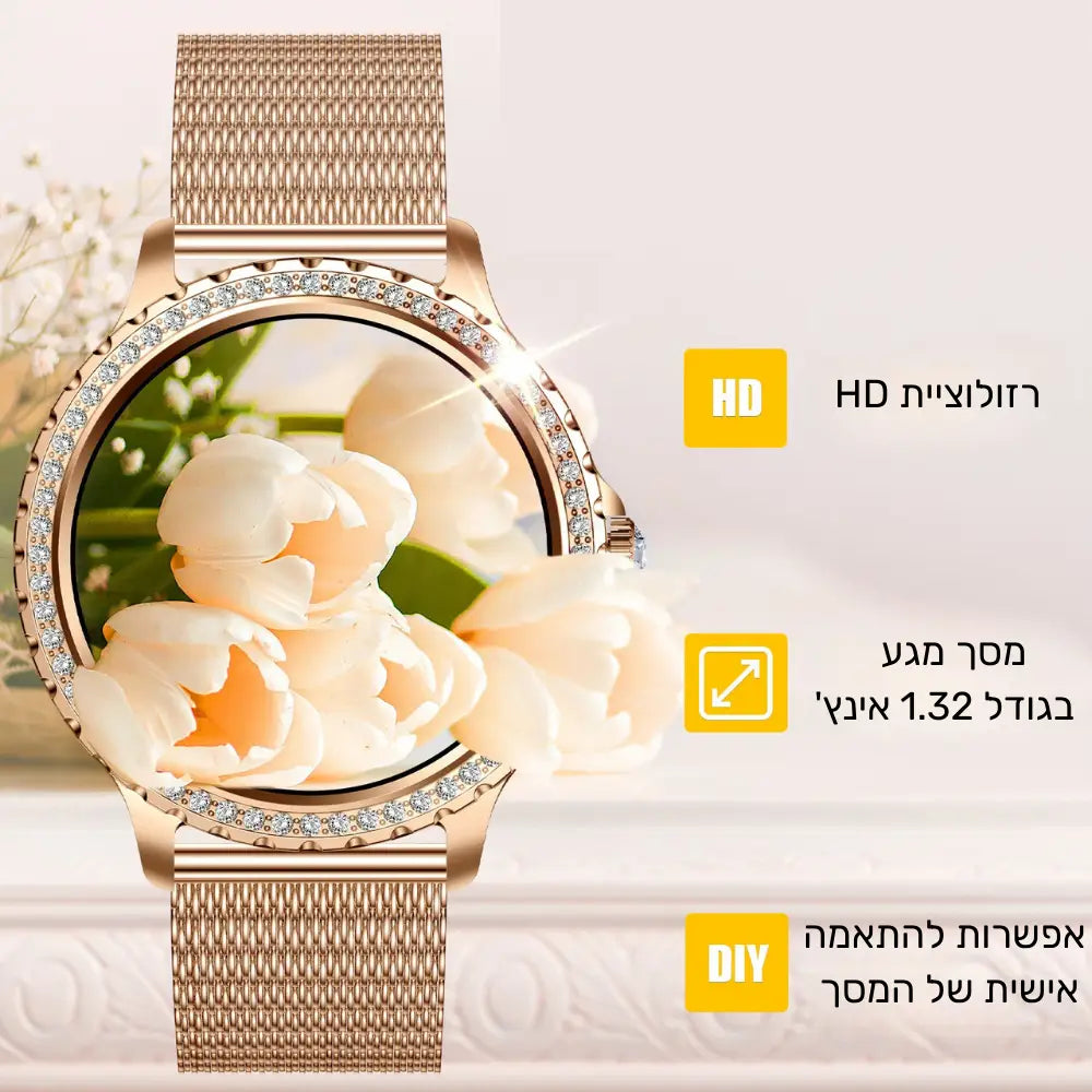 קלאוד קומפורט סמארט אלגנס - שעון חכם מעוצב תמונת הסבר על מסך השעון