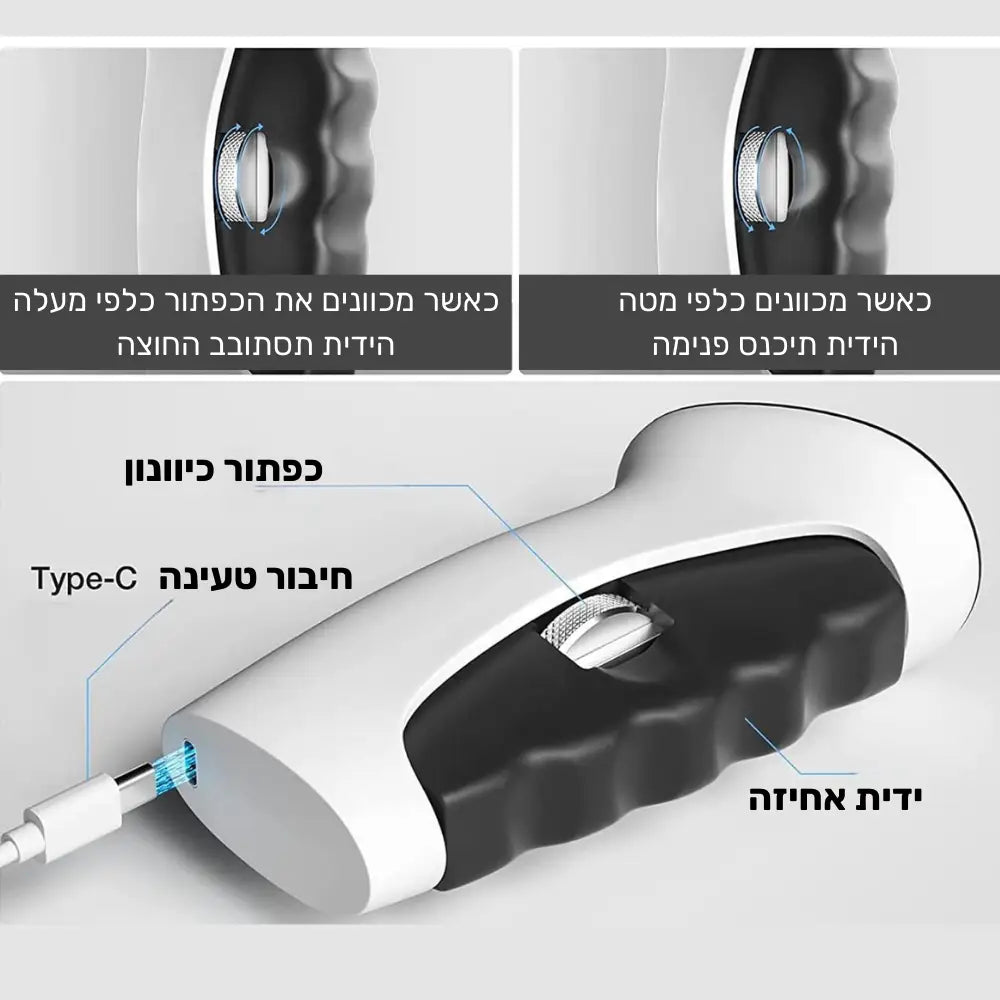 קלאוד קומפורט ספיינליפ - מד כוח דיגיטלי לאימון אחיזת יד - הסבר מקרא כפתורים וחיבורים