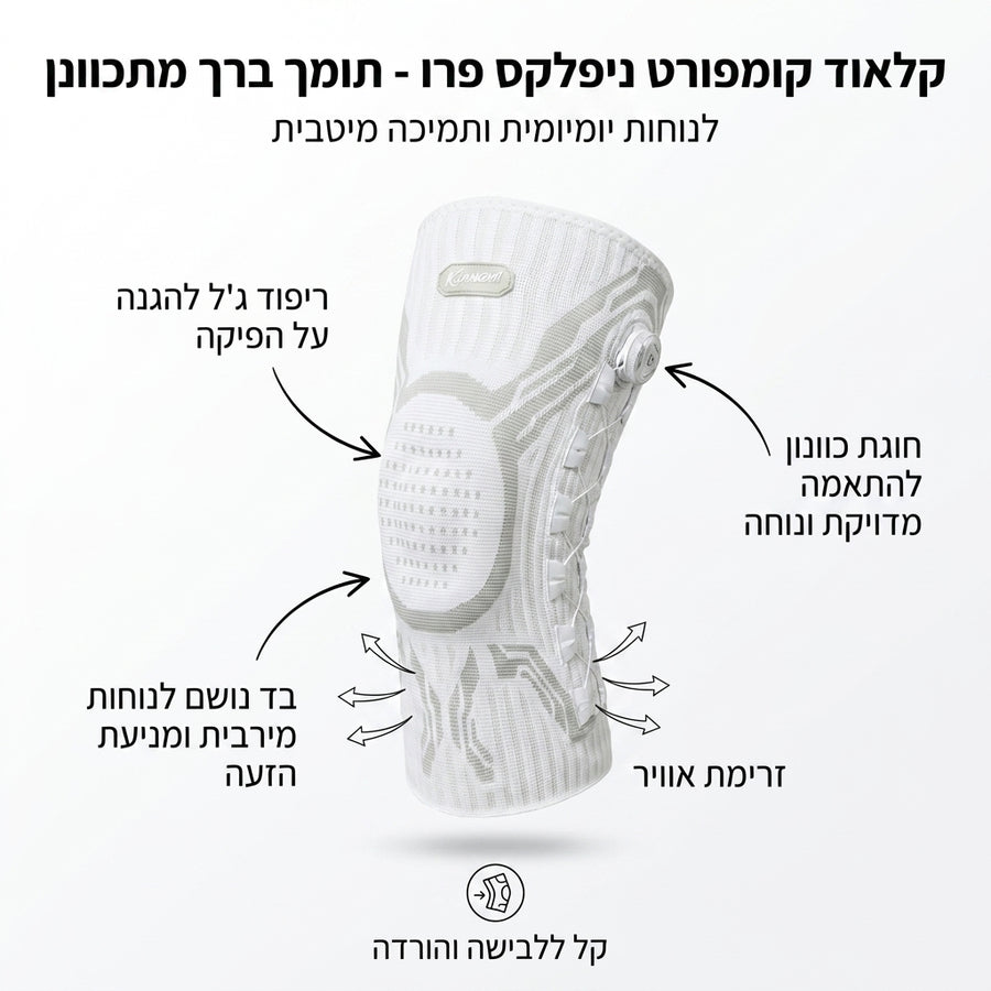 קלאוד קומפורט ניפלקס פרו - תומך ברך מתכוונן לנוחות יומיומית